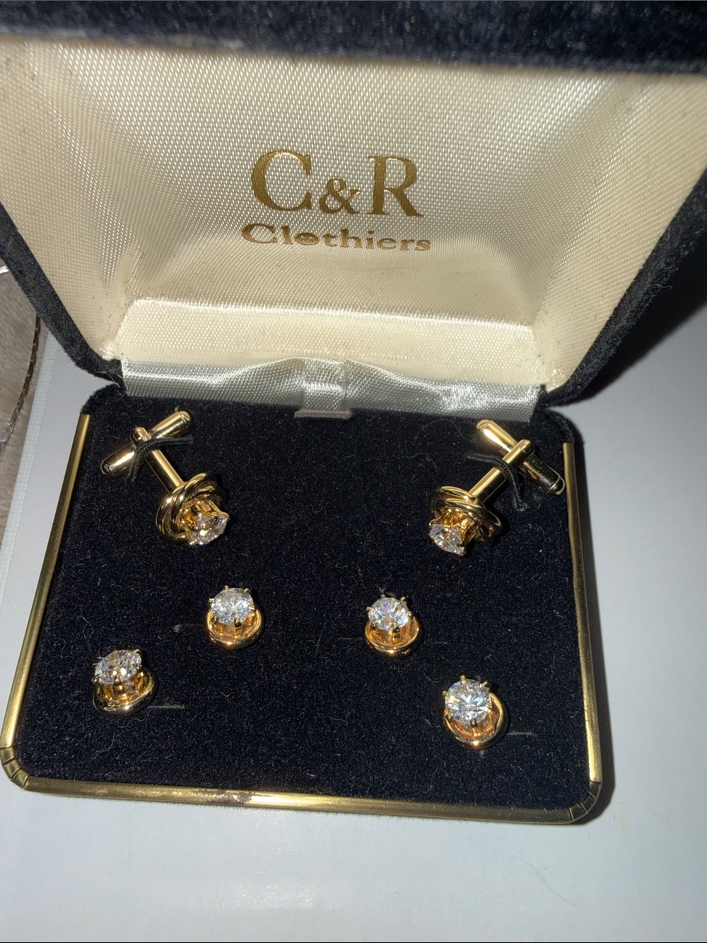 Gold-Tone Cubic Zirconia Tie clips .